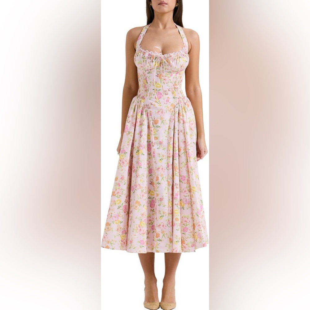 House of CB Floral Pink Midi Dress